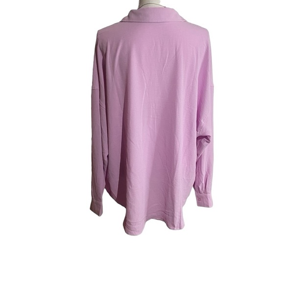 Pink Rafaella Collared V-Neck Longsleeve Blouse‎ - Picture 4 of 6